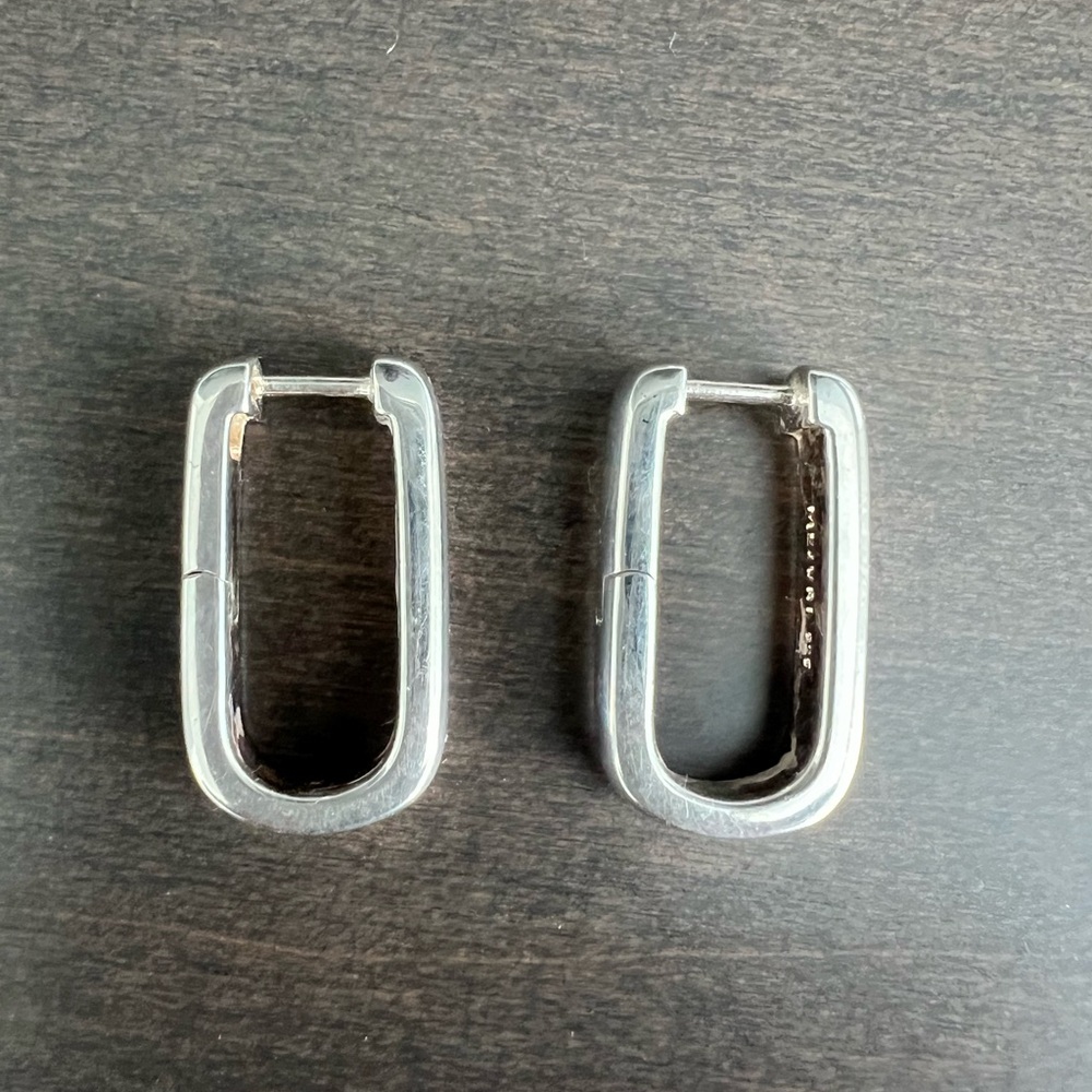Mejuri Sterling Silver Rectangular Hoop Earrings - image 1